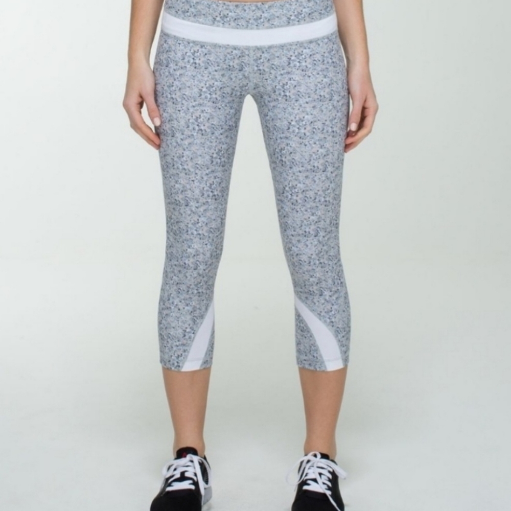 Lululemon Athletica Run Inspire Crop II in Fleur Silver Spoon and White;…
